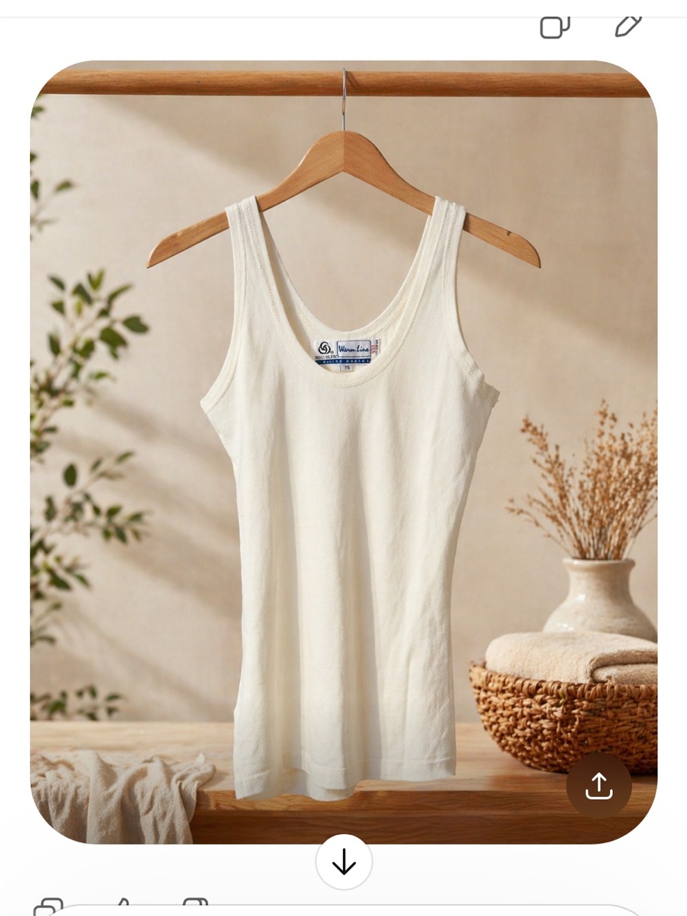 Cream Wool Ribbed Tank Top - Unbranded